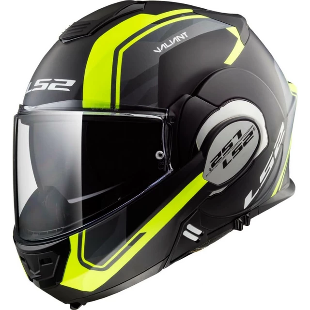 LS2 FF399 Valiant Lumen / H-V Yellow Motorradklapphelm - Nucleus Black Glow Green