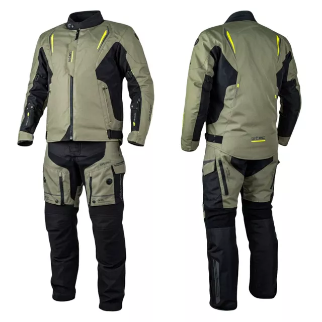 Touringová moto bunda W-TEC Karmal - černo-olivově zelená