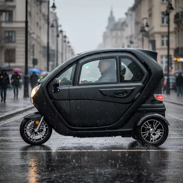 Elektrická tříkolka se střechou W-TEC Tukago - 45 km/h - modrá
