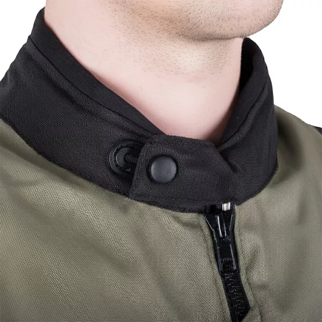 Touringová moto bunda W-TEC Karmal - černo-olivově zelená