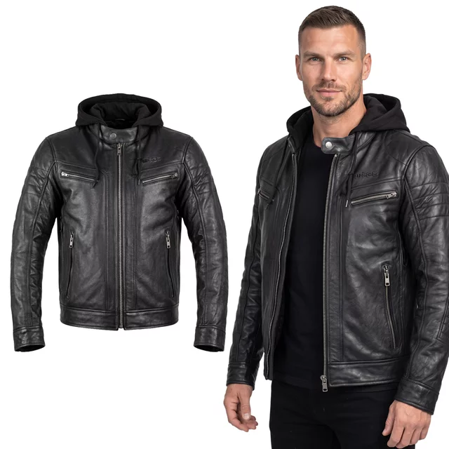 Kožená moto bunda W-TEC Murayo II - černá - černá