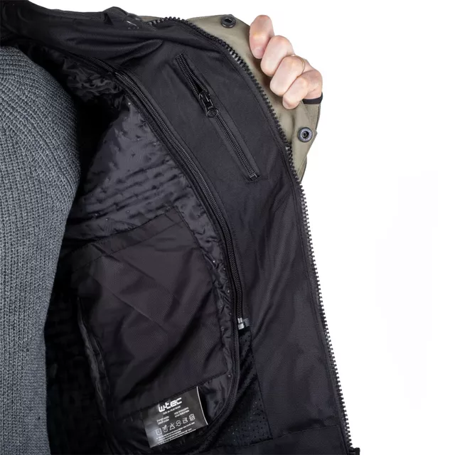 Touringová moto bunda W-TEC Karmal - černo-olivově zelená