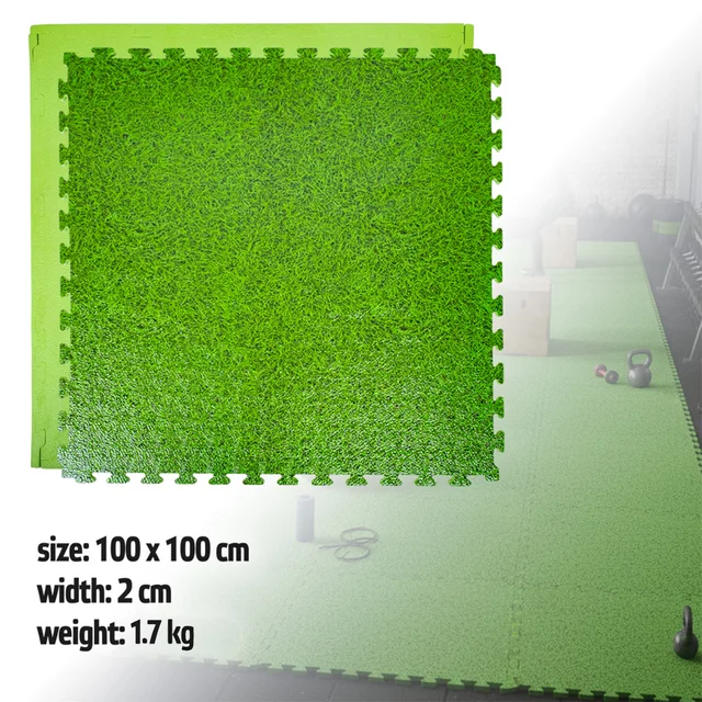 Puzzle tatami podložka inSPORTline Zemalpro 100x100x2 cm - motiv trávníku - motiv trávníku