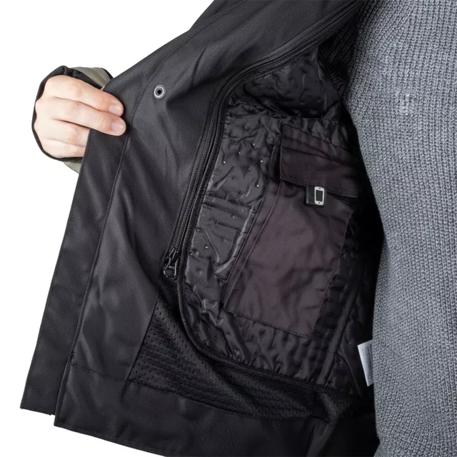 Touringová moto bunda W-TEC Karmal - černo-olivově zelená