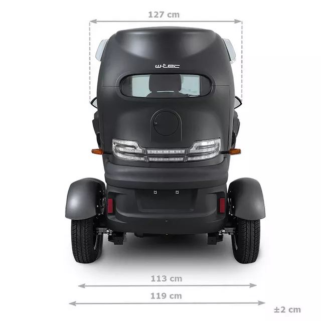Elektrická tříkolka se střechou W-TEC Tukago - 45 km/h - modrá