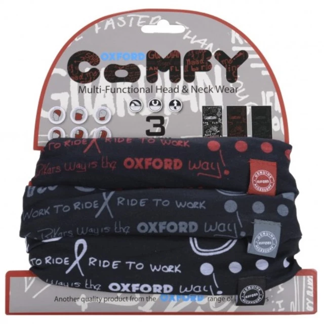 Univerzálny multifunkčný nákrčník Oxford Comfy 3-pack - Grafitti Mono