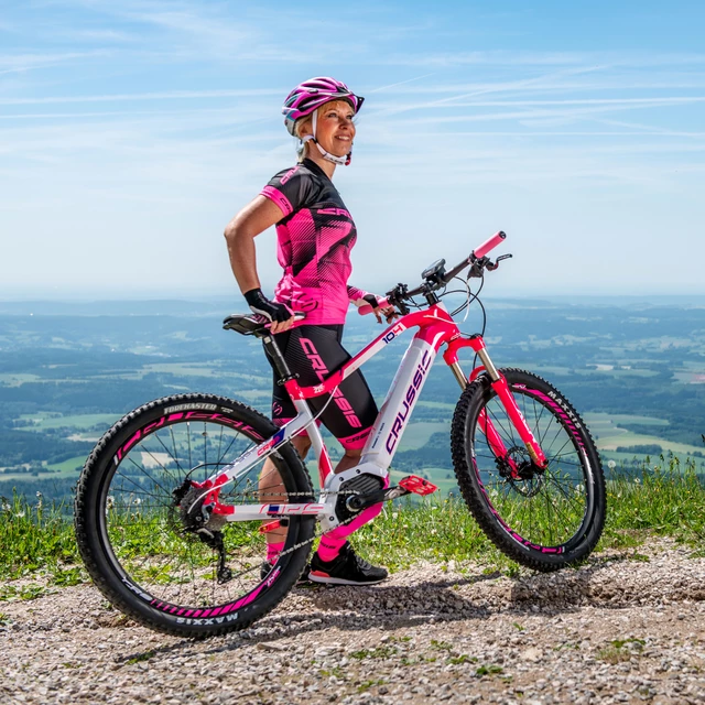 Crussis Damen Radtrikot - schwarz-rosa