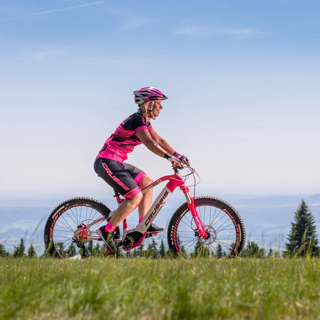 Dámsky cyklistický dres Crussis - čierno-ružová