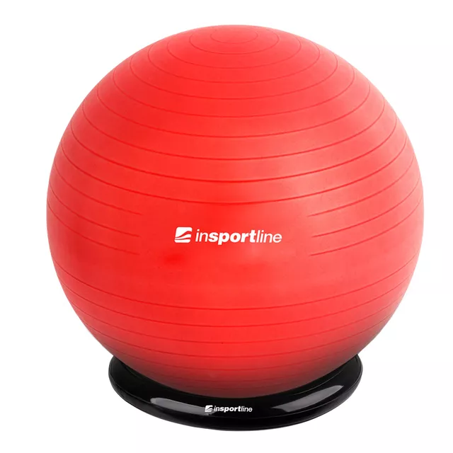 Gymnastický míč inSPORTline Top Ball 65 cm se základnou BallBase - tmavě šedá - červená