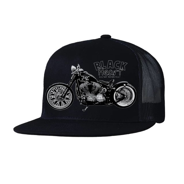 Snapback Hat BLACK HEART Bastard Bobber Trucker - White - Black