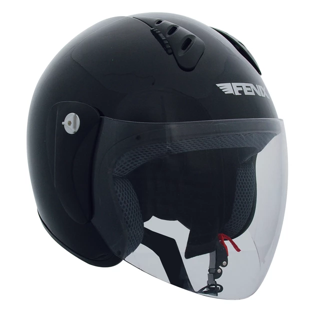 Open face helmet with plexiglass Fenix HY-818 - Matte Black - Black Glossy