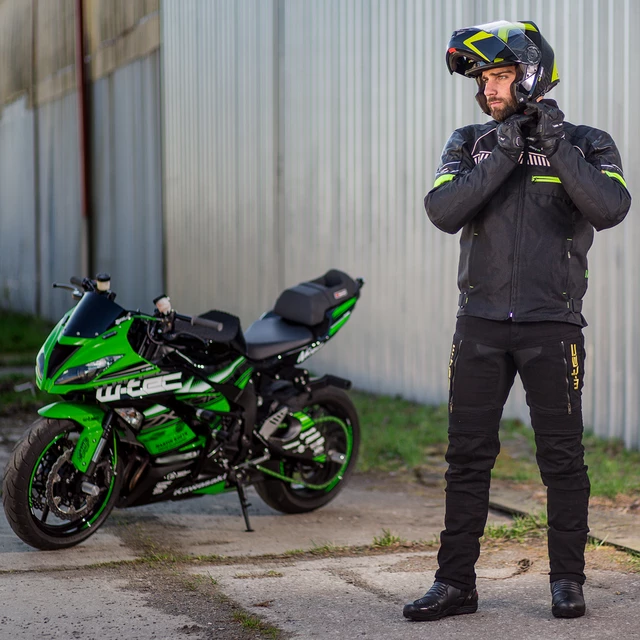 Férfi motoros kabát W-TEC Meltsch - neon-zöld-fekete