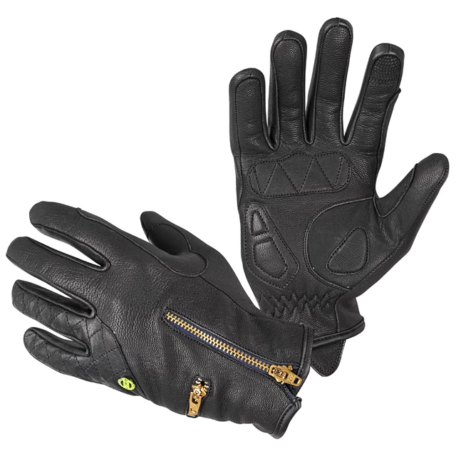 Women’s Leather Motorcycle Gloves W-TEC Perchta - Black - Black
