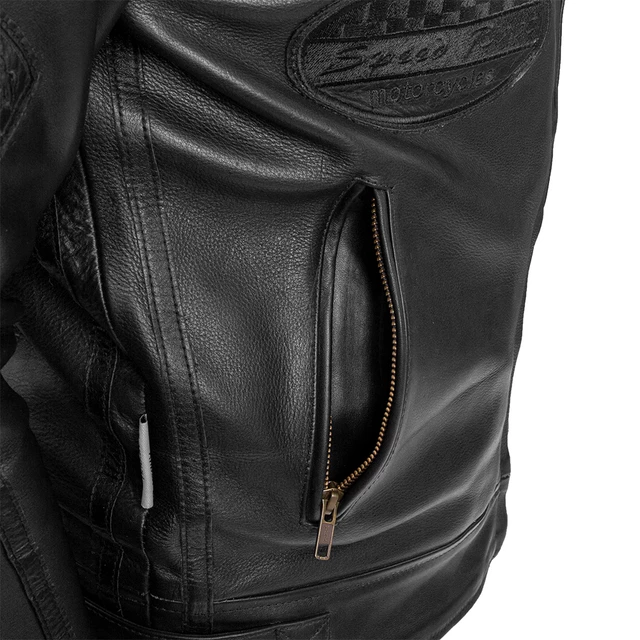 Men’s Leather Motorcycle Jacket W-TEC Urban Noir - Black