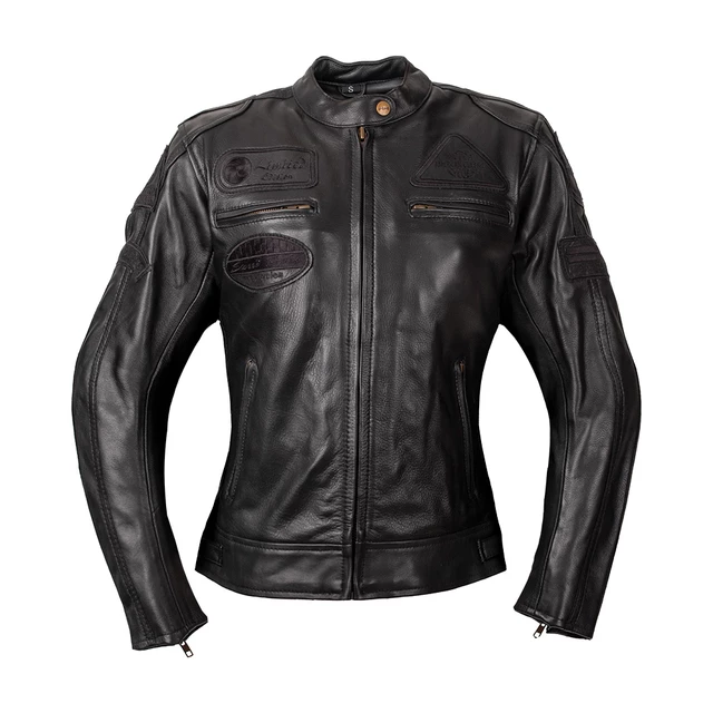 Damen Leder Motorradjacke W-TEC Urban Noir Lady - schwarz - schwarz