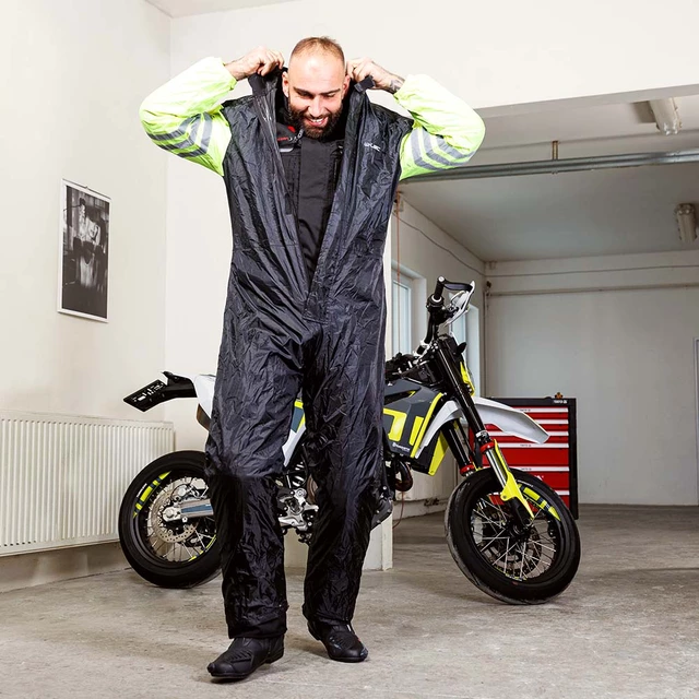 Motorcycle Rain Suit W-TEC Smedava - Black-Fluo