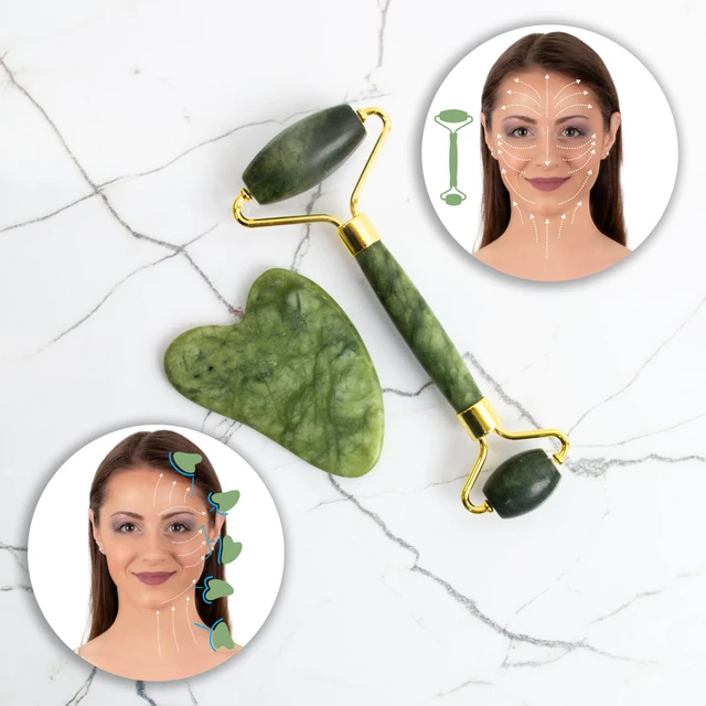 Roller do masażu + kamień do Gua Sha inSPORTline Siarto Set