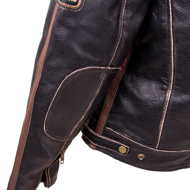 Pánská kožená moto bunda W-TEC Brushed Cracker - vintage černá