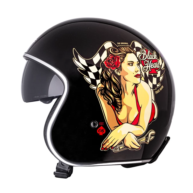 Motorcycle Helmet W-TEC V537 Black Heart - Melisa, Black Sheen, XS (53-54)