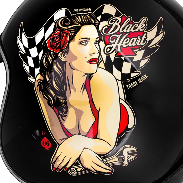 Moto čelada W-TEC V537 Black Heart - Hot Rod Angel, černá lesk