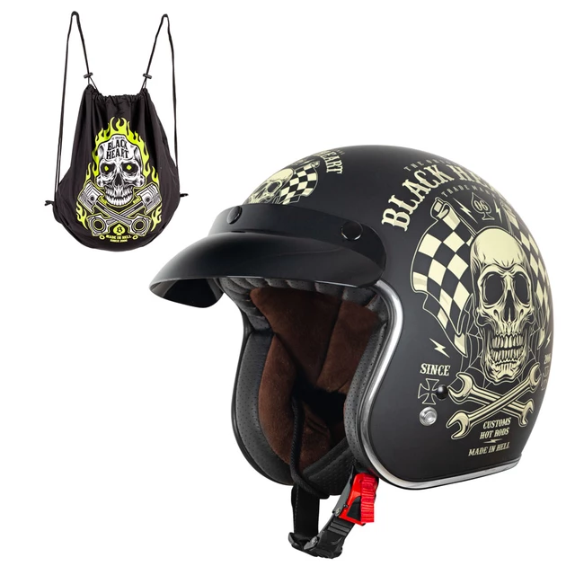 Kask motocyklowy otwarty chopper W-TEC Black Heart Kustom - Starter, matowa czerń