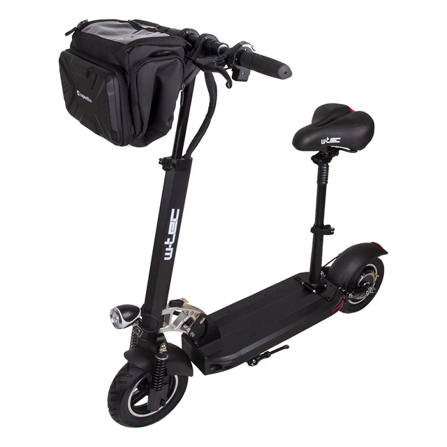 W-TEC Tenmark II Elektroroller mit Sitz und Lenkertasche - schwarz