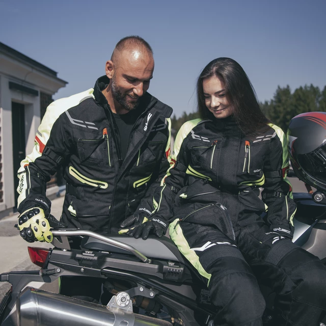 Női motoros kabát W-TEC Ventura Lady - fekete-fluor sárga