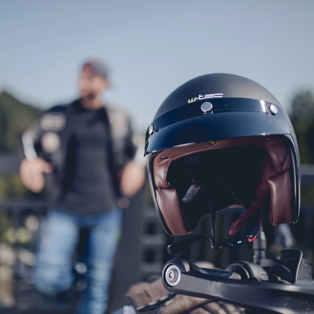 W-TEC YM-629 Motorradhelm mit Ageless Brille - mattschwarz