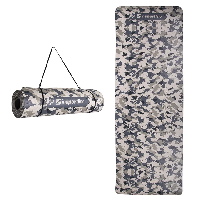 Exercise Mat inSPORTline Camu 173x61x0.8cm - Grey Camouflage - Grey Camouflage