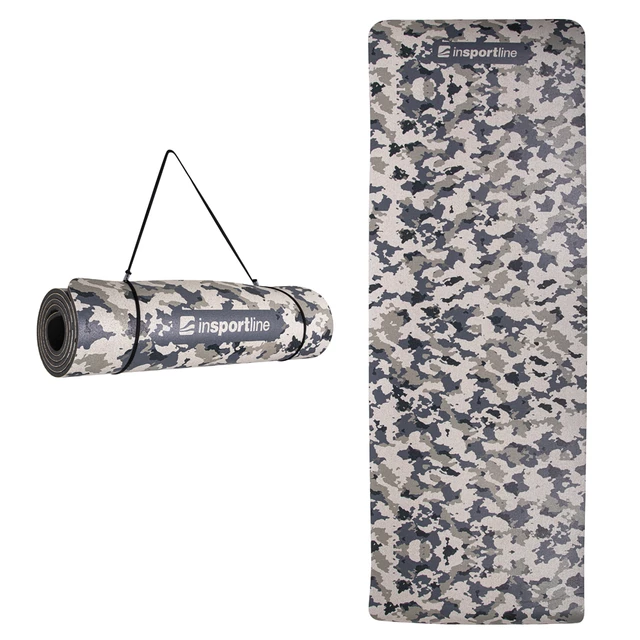 Exercise Mat inSPORTline Camu 173x61x0.8cm - Orange Camu - Grey Camouflage