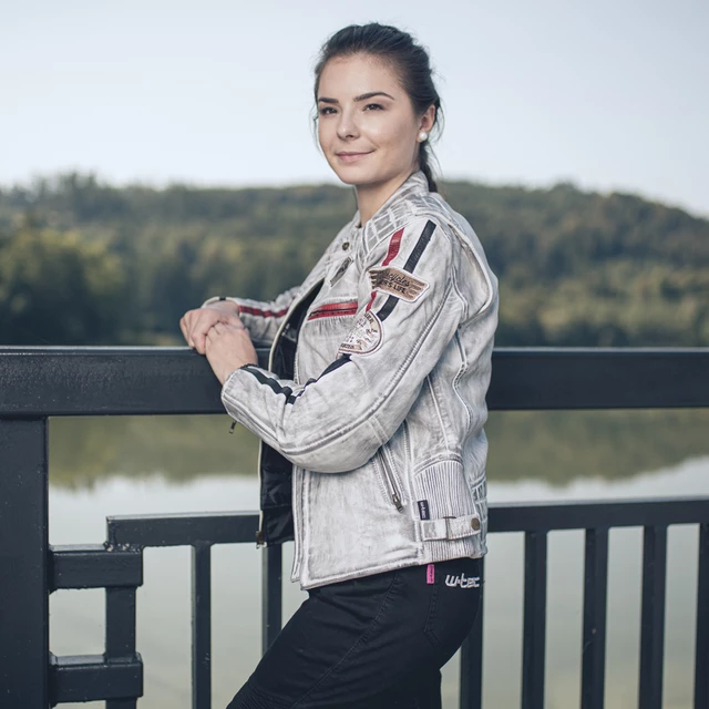 Dámska kožená moto bunda W-TEC Sheawen Lady White