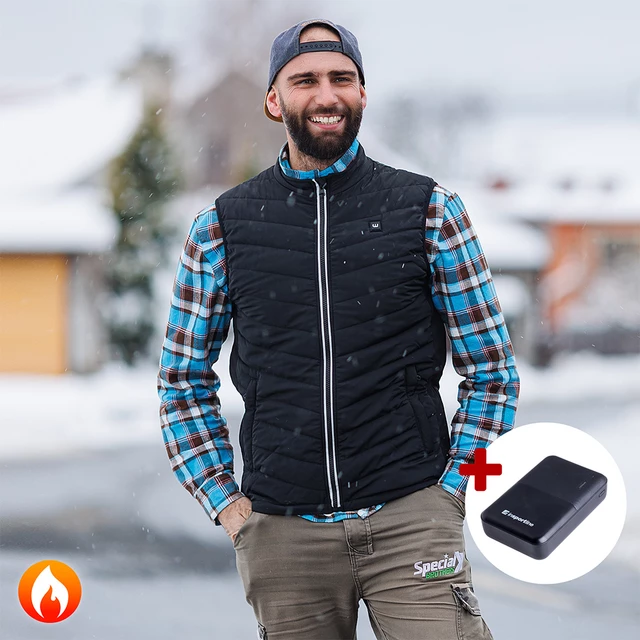 Fűthető mellény W-TEC HEATstem 10 000 mAh power bankkal - fekete - fekete