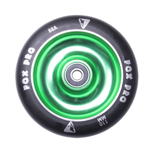 Spare Wheel for Scooter FOX PRO Raw 110 mm - Black-Green II - Black-Green II