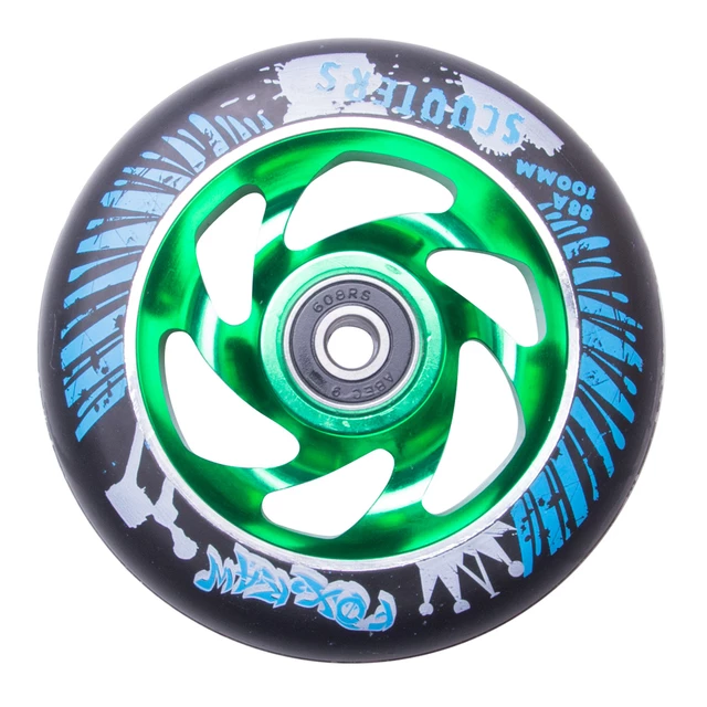 Spare wheel for scooter FOX PRO Raw 03 100 mm - Blue-Red - Black-Green