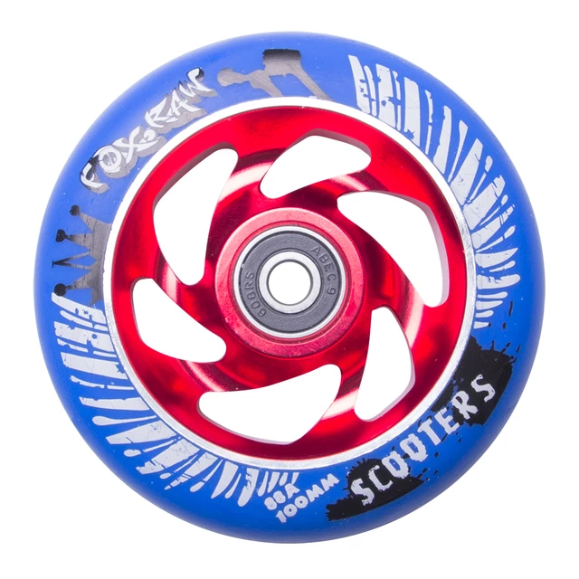 Spare wheel for scooter FOX PRO Raw 03 100 mm - White-Black - Blue-Red