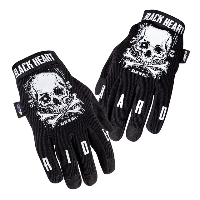Motorcycle Gloves W-TEC Black Heart Web Skull - S - Black