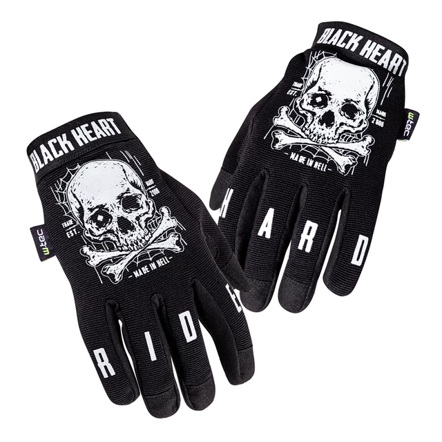 Motoros kesztyű W-TEC Black Heart Web Skull - fekete - fekete