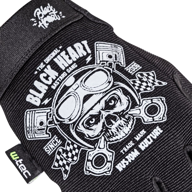 Motorcycle Gloves W-TEC Black Heart Piston Skull - Black, XL