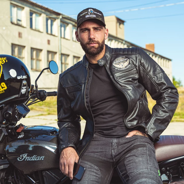 Motoros bőrkabát W-TEC Black Heart Wings Leather Jacket