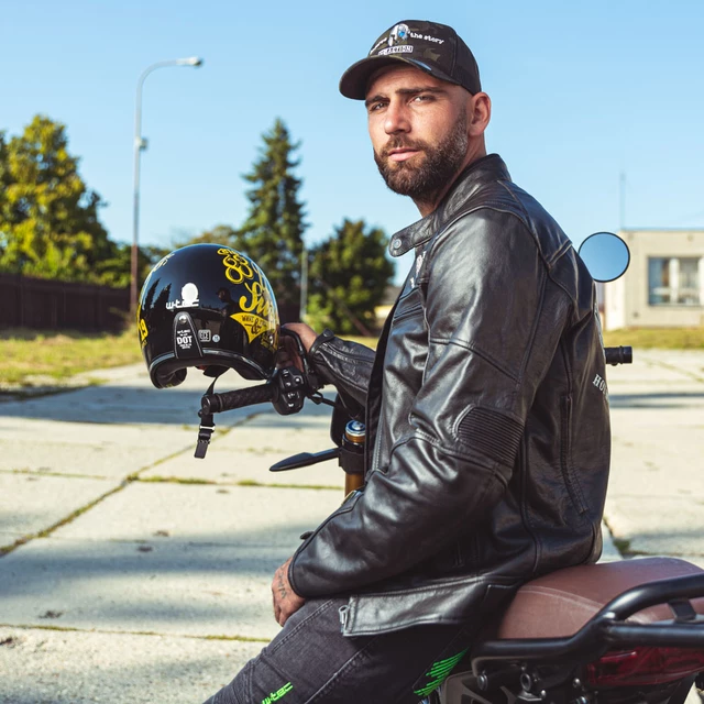 Men’s Leather Motorcycle Jacket W-TEC Black Heart Wings - Black