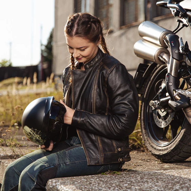 Women’s Leather Motorcycle Jacket W-TEC Black Heart Lizza - Vintage Brown