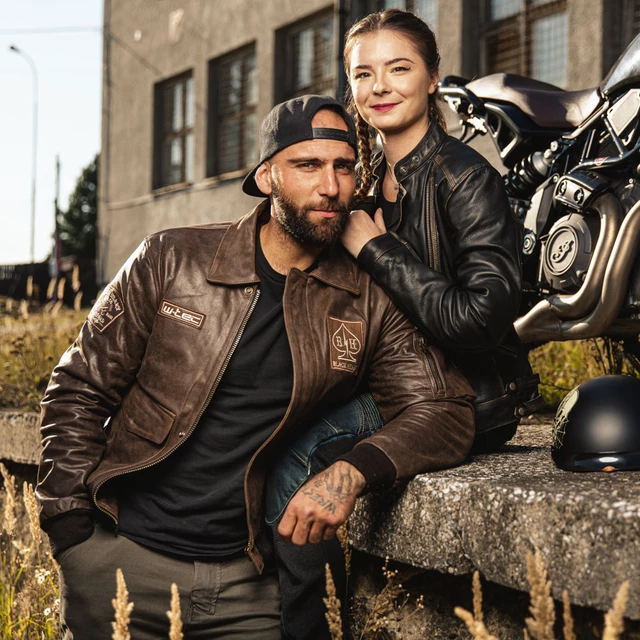 Dámska kožená moto bunda W-TEC Black Heart Lizza - vintage hnedá