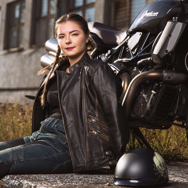 Dámská kožená moto bunda W-TEC Black Heart Lizza