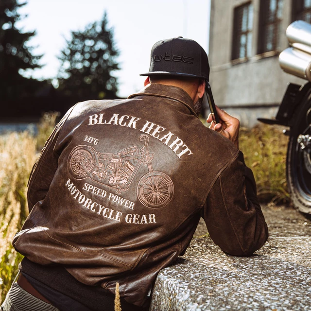 Pánská kožená bunda W-TEC Black Heart Bomber - vintage hnědá, 6XL