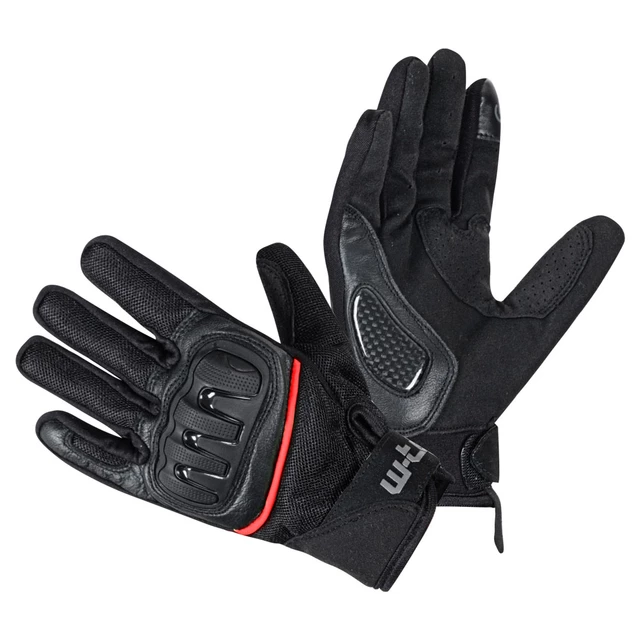 Motorcycle Gloves W-TEC Airomax - Black-Fluo Line - Black-Red Line