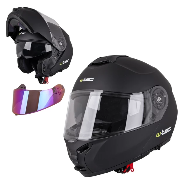 Flip-Up Motorcycle Helmet W-TEC FS-907 P/J - Black Matt