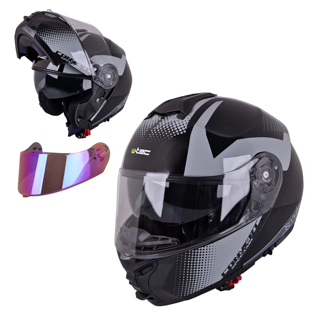 Flip-Up Motorcycle Helmet W-TEC FS-907 P/J - Black Matt - Gunmetal Antracite