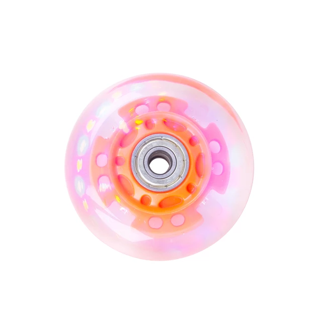 Light Up Inline Skate Wheel PU 64*24mm with ABEC 5 Bearings - Black - Orange