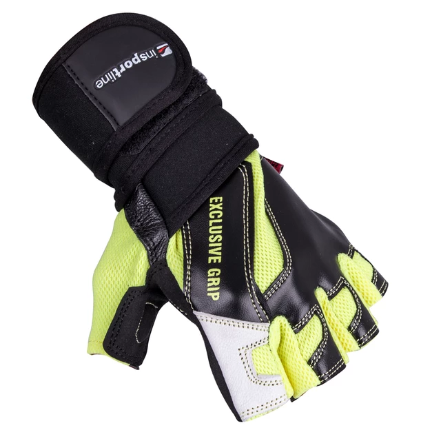 Leather Fitness Gloves inSPORTline Perian - Black-Yellow - Black-Yellow