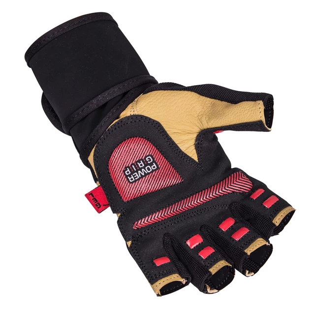 Leather Fitness Gloves inSPORTline Trituro - Black-Yellow